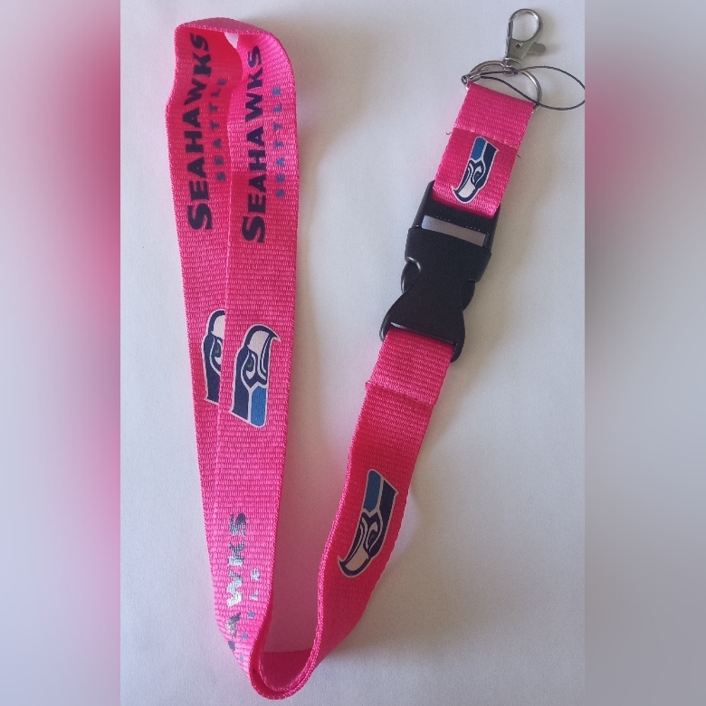 Pink Seahawks Lanyard with Clip